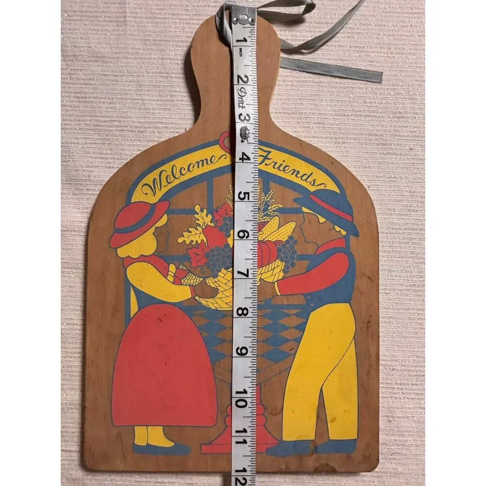 Vintage 1990s Decorative Cutting Board Pennsylvania Dutch Folk Art Shelf Sitter!